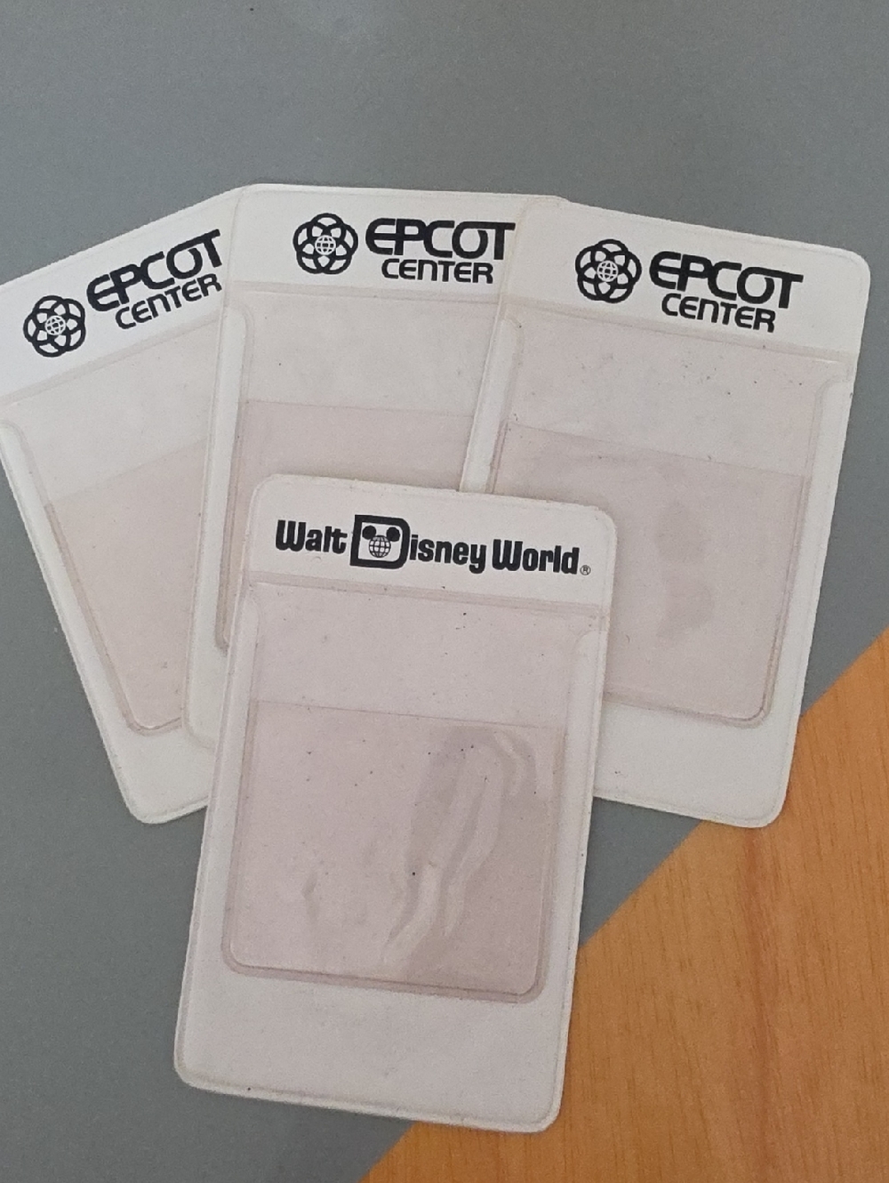 Disney White EPCOT Center / Walt Disney World Card Badge Holders (4)